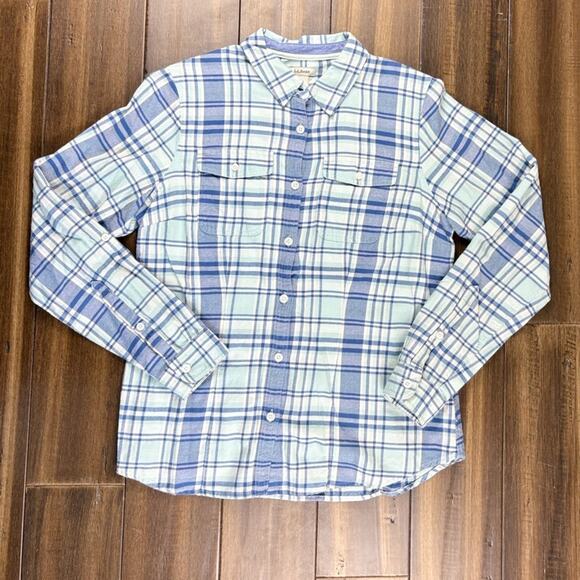 L.L. Bean Tops - Size XS L.L.Bean Blue & White Soft Plaid Flannel Long Sleeved Shirt Gorpcore